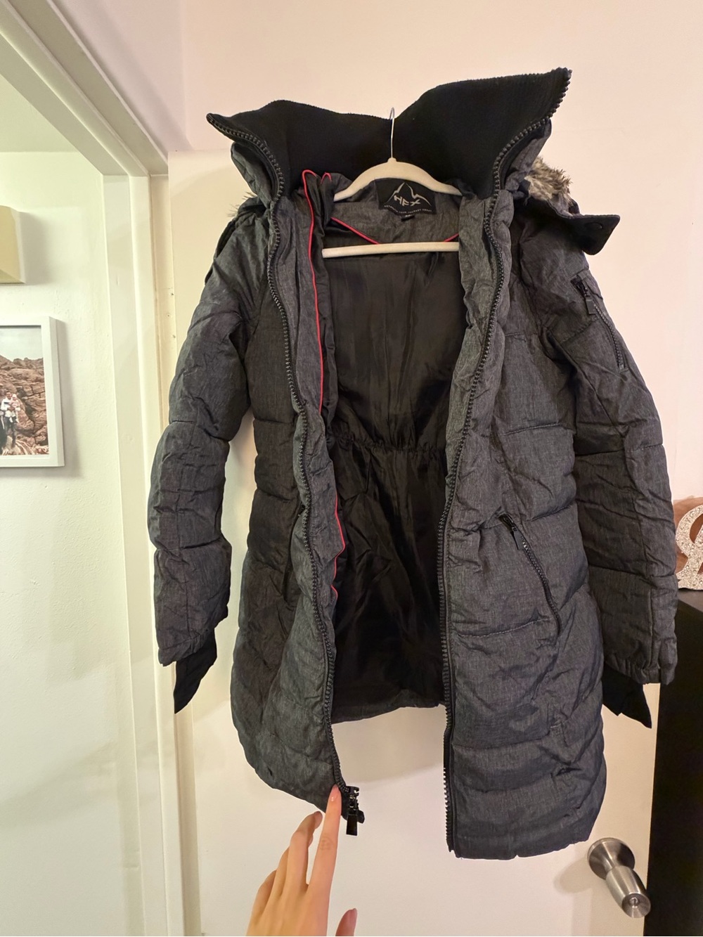 Women’s Long Black Quilted Puffer Coat with Hood